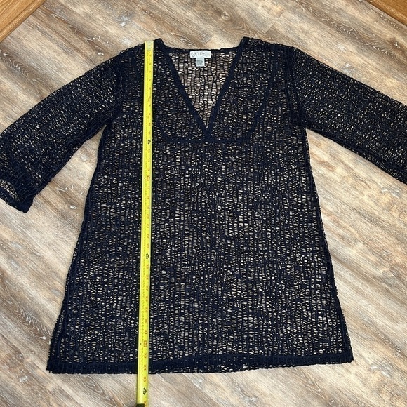 J Valdi Womens Swimsuit Cover Up Dress Mesh Sheer Open Knit Navy Blue Size XL - Picture 7 of 13